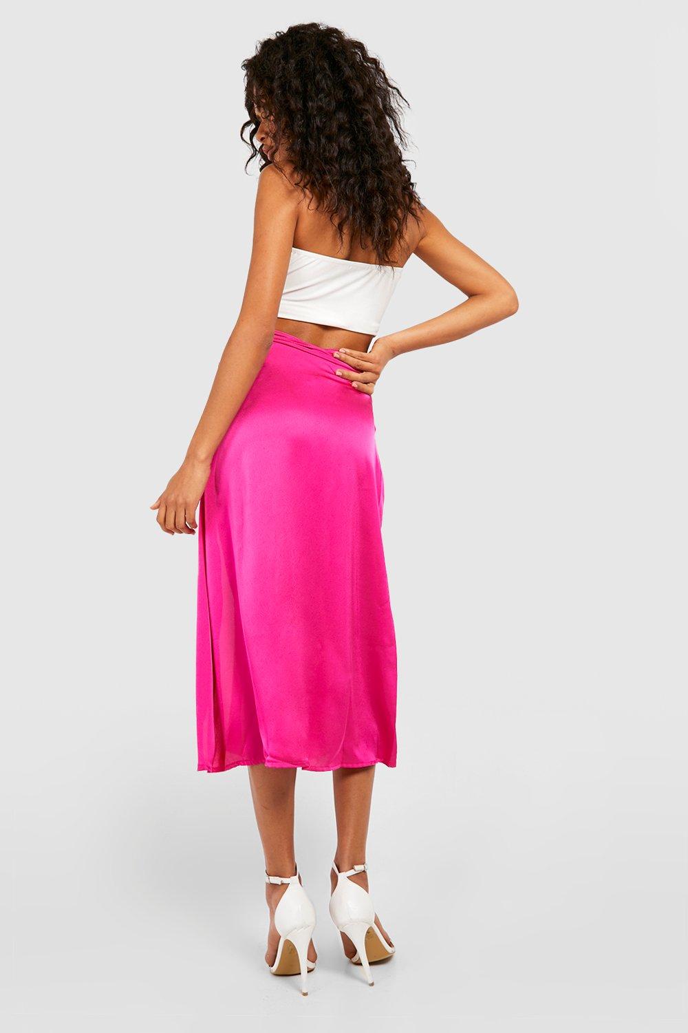 Silk midi outlet skirt boohoo